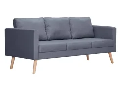 Conjunto de sofás de 2 lugares e 3 lugares tecido cinza escuro
