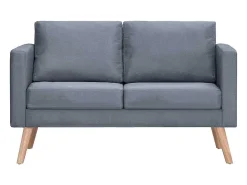 Conjunto de sofás de 2 lugares e 3 lugares tecido cinza escuro