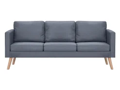 Conjunto de sofás de 2 lugares e 3 lugares tecido cinza escuro