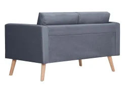 Conjunto de sofás de 2 lugares e 3 lugares tecido cinza escuro