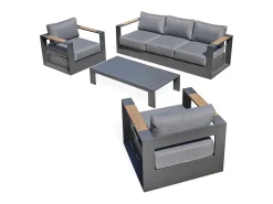 Conjunto de sofás de canto para jardim com 5 lugares em alumínio com apoios de braços em HPL