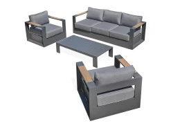 Conjunto de sofás de canto para jardim com 5 lugares em alumínio com apoios de braços em HPL