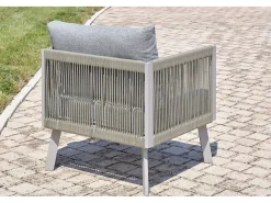Conjunto de sofás de canto para jardim com 7 lugares em alumínio e corda