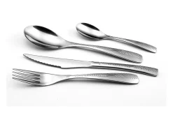 Conjunto de talheres de 24 peças com impressão em aço inoxidável com acabamento brilhante e acetinado