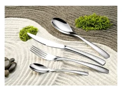 Conjunto de talheres de 24 peças com impressão em aço inoxidável com acabamento brilhante e acetinado