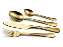 Conjunto de talheres de 24 peças Austin em aço inoxidável com acabamento acetinado PVD dourado fosco