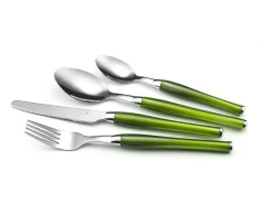 Conjunto de Talheres Purity 24 peças Verde com Cesto em Inox