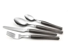 Conjunto de Talheres Purity 24 peças Cinza Cesto Inox