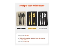 Conjunto de Talheres SucceBuy Conjunto de Talheres em Aço Inoxidável com 30 Peças para 6 Pessoas, Preto.