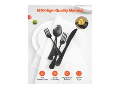 Conjunto de Talheres SucceBuy Conjunto de Talheres em Aço Inoxidável com 30 Peças para 6 Pessoas, Preto.