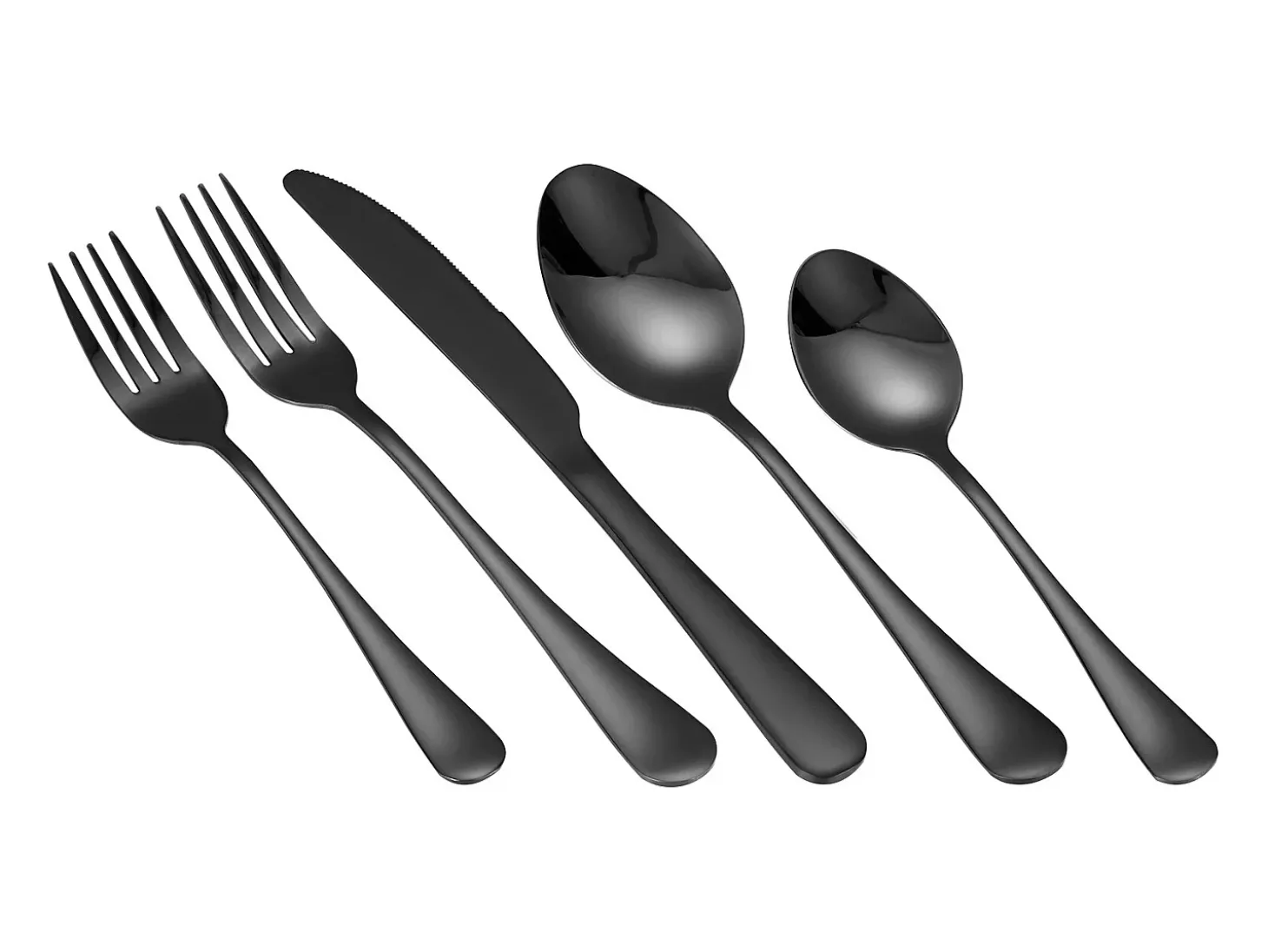 Conjunto de Talheres SucceBuy Conjunto de Talheres em Aço Inoxidável com 30 Peças para 6 Pessoas, Preto.