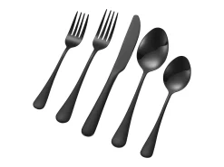 Conjunto de Talheres SucceBuy Conjunto de Talheres em Aço Inoxidável com 30 Peças para 6 Pessoas, Preto.