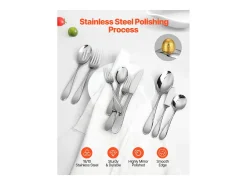 Conjunto de Talheres SucceBuy Conjunto de Talheres em Aço Inoxidável com 45 Peças para 8 Pessoas, Serviço de Cozinha.