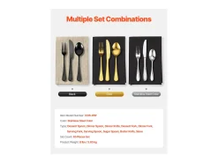 Conjunto de Talheres SucceBuy Conjunto de Talheres em Aço Inoxidável com 65 Peças para 12 Pessoas, Serviço de Cozinha.