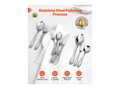 Conjunto de Talheres SucceBuy Conjunto de Talheres em Aço Inoxidável com 65 Peças para 12 Pessoas, Serviço de Cozinha.