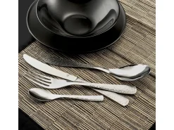 Conjunto de Talheres Étnicos de 24 Peças em Aço Inoxidável com Decoração Martelada - Caixa de Presente