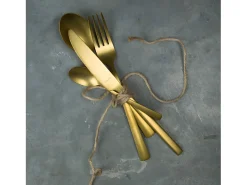 Conjunto de Talheres Vintage Manille Dourado 16 Peças - Conjunto de Talheres em Aço Inoxidável com Acabamento Fosco