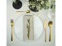 Conjunto de Talheres Vintage Manille Dourado 16 Peças - Conjunto de Talheres em Aço Inoxidável com Acabamento Fosco