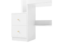 Conjunto de toucador com espelho LED e espelho de corpo inteiro, quatro gavetas e duas prateleiras, candeeiro de toucador, branco 164x39x109 cm