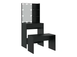 Conjunto de toucador com luzes LED derivados de madeira preto