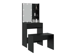 Conjunto de toucador com luzes LED derivados de madeira preto
