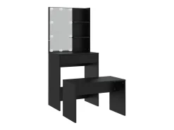Conjunto de toucador com luzes LED derivados de madeira preto