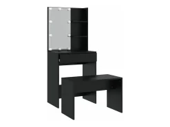 Conjunto de toucador com luzes LED derivados de madeira preto