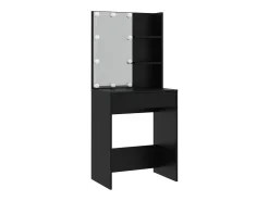 Conjunto de toucador com luzes LED derivados de madeira preto