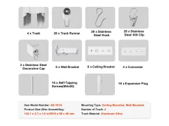 Conjunto de Trilhos SucceBuy para Cortinas de Teto 360cm, Sistema Corrediço para Cortinas, Ganchos e Ferragens, Branco para Sala e Quarto
