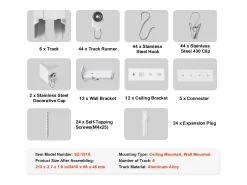 Conjunto de Trilhos SucceBuy para Cortinas de Teto de 540cm Divisor de Ambiente com Ganchos, Sistema de Trilhos para Cortinas Corrediças para Divisor de Ambiente