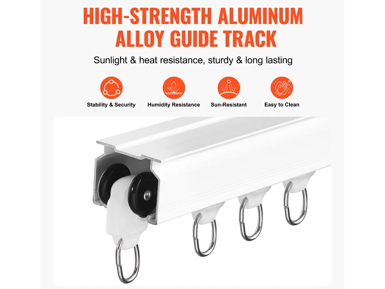 Conjunto de Trilhos SucceBuy para Cortinas de Teto de 180cm, Divisor de Ambiente com Ganchos, Sistema de Cortina Corrediça para Divisor de Ambiente, Branco