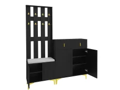 Conjunto de vestiário - com ganchos, sapateira e armário - Preto
