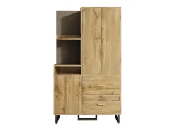 Conjunto de vestiário de entrada 110x38x186 cm - 3 portas e 2 gavetas - guarda-roupa com cabide - Painel acolchoado - Natural