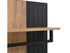 Conjunto de vestiário de entrada - 1 cabideiro e 1 móvel para sapatos - com almofada e 3 ganchos - Natural + Preto