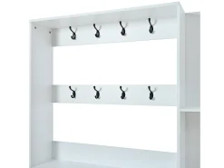 Conjunto de vestiário de entrada 120x24x200 cm - con móvel de sapatos - 8 ganchos - Branco