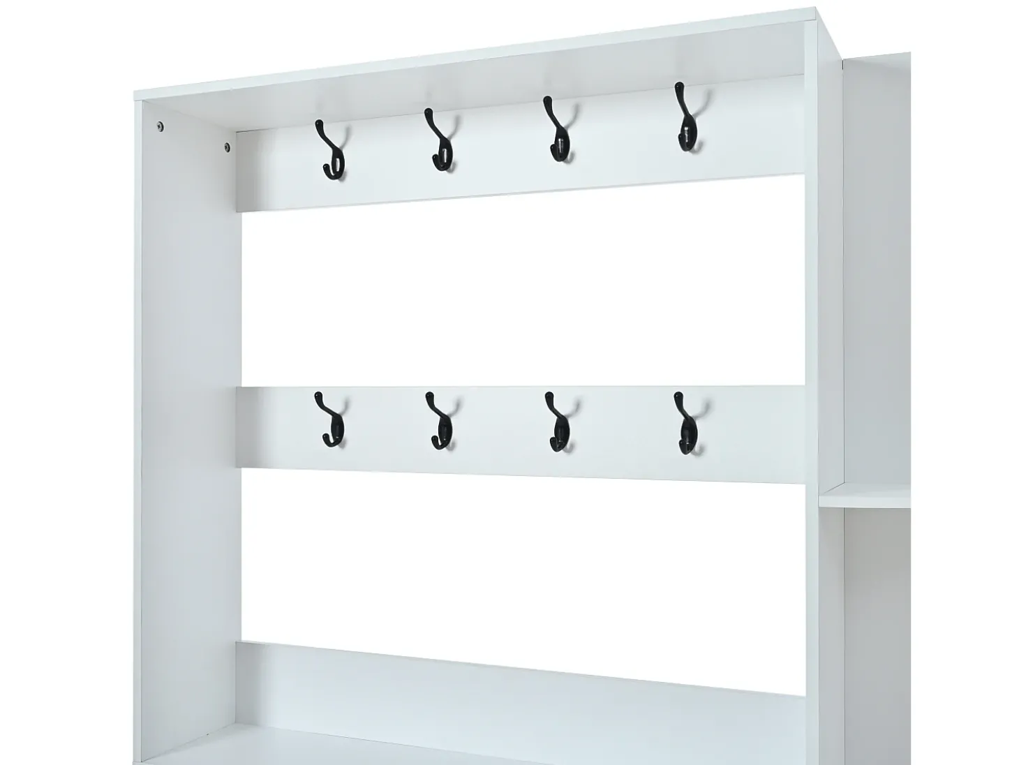 Conjunto de vestiário de entrada 120x24x200 cm - con móvel de sapatos - 8 ganchos - Branco