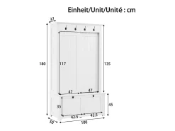 Conjunto de vestiário de entrada 100x50x180 cm - Móvel para sapatos - com ganchos - MDF - Branco