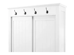 Conjunto de vestiário de entrada 100x50x180 cm - Móvel para sapatos - com ganchos - MDF - Branco