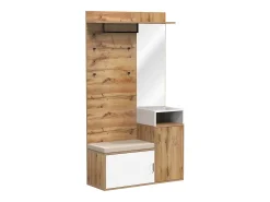 Conjunto de Vestuário Moderno com Cabide, Banco de Sapatos e Espelho - Branco & Natural