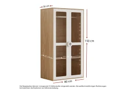 Conjunto guarda-roupa 2 peças - guarda-roupa + mesa de cabeceira - 4 gavetas e 2 portas - branco + natural