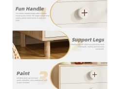 Conjunto guarda-roupa 2 peças - guarda-roupa + mesa de cabeceira - 4 gavetas e 2 portas - branco + natural
