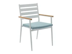 Conjunto jantar de jardim madeira e alumínio 4 cadeiras uma mesa branco e natural - MIAMI