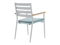 Conjunto jantar de jardim madeira e alumínio 4 cadeiras uma mesa branco e natural - MIAMI