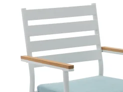 Conjunto jantar de jardim madeira e alumínio 4 cadeiras uma mesa branco e natural - MIAMI