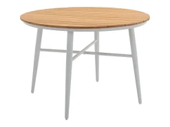 Conjunto jantar de jardim madeira e alumínio 4 cadeiras uma mesa branco e natural - MIAMI