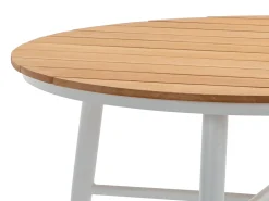 Conjunto jantar de jardim madeira e alumínio 4 cadeiras uma mesa branco e natural - MIAMI