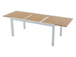 Conjunto jantar jardim extensível alumínio e polywood L170/230cm 6 cadeirões cinza MACILA