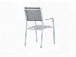 Conjunto jantar jardim extensível alumínio e polywood L170/230cm 6 cadeirões cinza MACILA