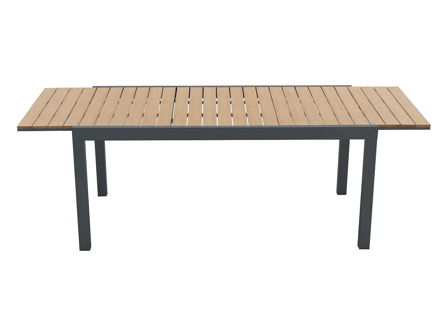 Conjunto jantar jardim extensível alu. polywood C170/230cm + 6 cadeirões antracite MACILA
