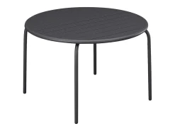 Conjunto jantar jardim metal mesa e 6 cadeirões empilháveis cinzento antracite MIRMANDE de MYLIA